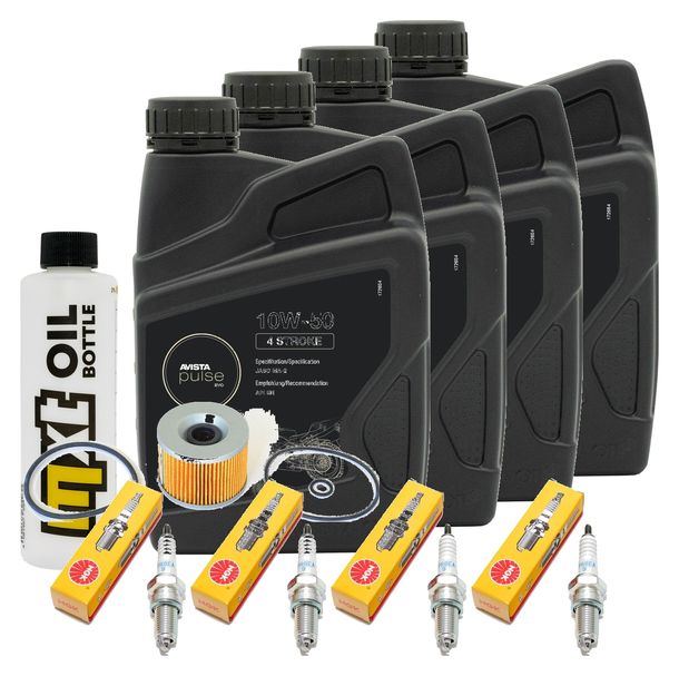 Inspektionspaket 4L 10W-50 + Ölfilter + 4x Zündkerze für Yamaha XJR 1300 ccm Bj. 2003 - 2014