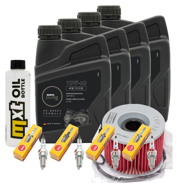 Inspektionspaket 4L 10W-50 + Ölfilter + 4x Zündkerze für Yamaha XJR 1300 ccm Bj. 2003 - 2014