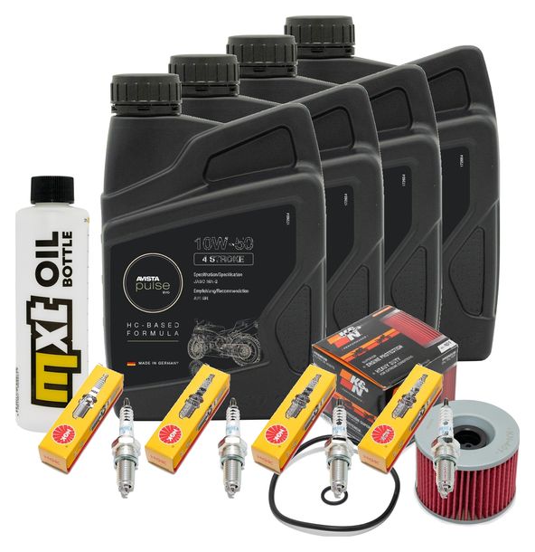Inspektionspaket 4L 10W-50 + Ölfilter + 4x Zündkerze für Yamaha XJR 1300 ccm Bj. 2003 - 2014