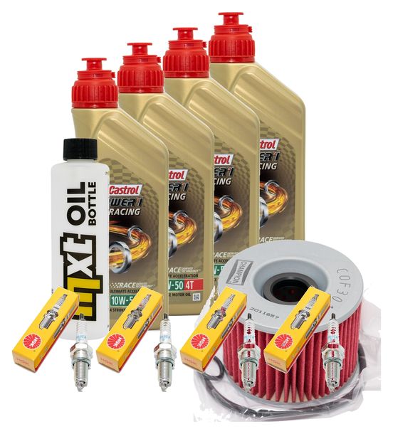Inspektionspaket 4L 10W-50 + Ölfilter + 4x Zündkerze für Yamaha XJR 1300 ccm Bj. 2003 - 2014