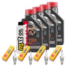 Inspekční sada 4L 10W-50 + olejový filtr + 4x zapalovací svíčka pro Yamaha XJR 1300 ccm r.v. 2003 - 2014
