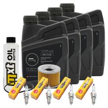 Inspekční sada 4L 10W-50 + olejový filtr + 4x zapalovací svíčka pro Yamaha XJR 1300 ccm r.v. 2003 - 2014