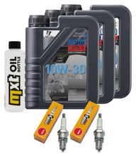 Kit d'inspection 3L 10W-30 + filtre à huile + 2 bougies pour Yamaha XV Virago 535 ccm Année 1996 - 2002