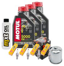 Kit d'inspection 3L 10W-40 + filtre à huile + 4x bougie pour Yamaha YZF-R1 1000 ccm Année 2000 - 2001