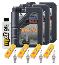 Kit d'inspection 3L 10W-40 + filtre à huile + 4x bougie pour Yamaha YZF-R1 1000 ccm Année 2000 - 2001