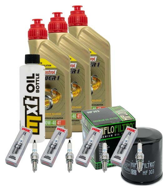 Inspektionspaket 3L 10W-40 + Ölfilter + 4x Zündkerze für Yamaha YZF-R1 1000 ccm Bj. 2002 - 2003