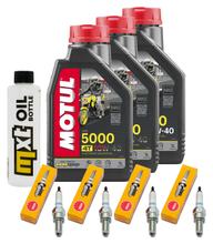 Inspectiepakket 3L 10W-40 + Oliefilter + 4x Bougie voor Yamaha YZF-R1 1000 ccm Bauwjaar 2005 - 2006