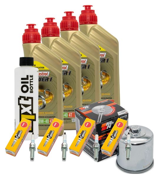 Paquete de inspección 4L 10W-40 + filtro de aceite + 4 bujías para Yamaha YZF-R1 1000 ccm Año 2009 - 2016