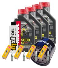 Kit d'inspection 4L 10W-40 + filtre à huile + 4x bougie pour Yamaha YZF-R1 1000 ccm Année 2009 - 2016