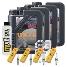 Kit d'inspection 4L 10W-40 + filtre à huile + 4x bougie pour Yamaha YZF-R1 1000 ccm Année 2009 - 2016