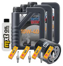Kit d'inspection 3L 10W-40 + filtre à huile + 4x bougie pour Yamaha YZF-R6 600 ccm Année 1999 - 2000