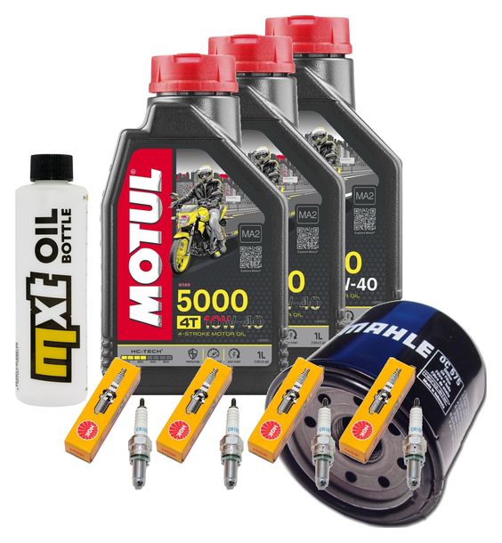Inspektionspaket 3L 10W-40 + Ölfilter + 4x Zündkerze für Yamaha YZF-R6 600 ccm Bj. 2008