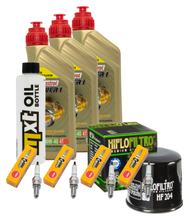 Inspektionspaket 3L 10W-40 + Ölfilter + 4x Zündkerze für Yamaha YZF-R6 600 ccm Bj. 2008