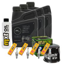 Inspektionspaket 3L 10W-40 + Ölfilter + 4x Zündkerze für Yamaha YZF-R6 600 ccm Bj. 2008