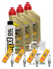 Pacchetto di ispezione 3L 10W-40 + filtro olio + 4x candela per Yamaha YZF-R6 600 ccm Anno 2008