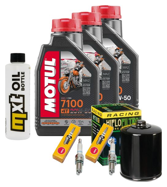 Inspektionspaket 3L 20W-50 + Ölfilter + 2x Zündkerze für Harley Davidson FXDWG Dyna Wide Glide FXDCI EFI Super Custom FXDL Low Rider 1584 ccm Bj. 2007 - 2013