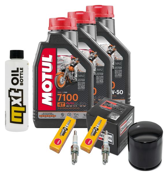 Inspektionspaket 3L 20W-50 + Ölfilter + 2x Zündkerze für Harley Davidson FXDWG Dyna Wide Glide FXDCI EFI Super Custom FXDL Low Rider 1584 ccm Bj. 2007 - 2013