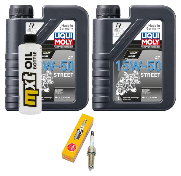 Inspektionspaket 2L 15W-50 + Ölfilter + 1x Zündkerze für KTM Duke 390 ccm Bj. 2016