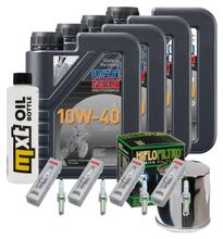 Paquete de inspección 4L 10W-40 + filtro de aceite + 4 bujías para Kawasaki ZX-10R 1000 ccm Año 2016 - 2017