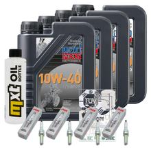 Paquete de inspección 4L 10W-40 + filtro de aceite + 4 bujías para Kawasaki ZX-10R 1000 ccm Año 2016 - 2017