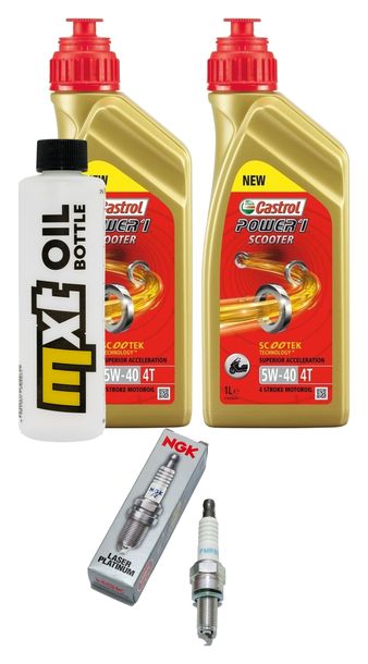 Inspection package 2L 5W-40 + oil filter + 1x spark plug for Piaggio Carnaby i.e 250 ccm