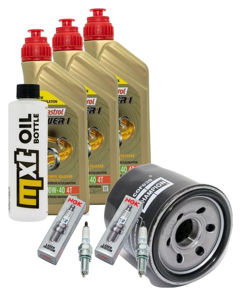 Inspektionspaket 3L 10W-40 + Ölfilter + 2x Zündkerze für Suzuki DL V-Strom A AJE XTA XTAUE 650 ccm Bj. 2016