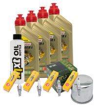 Kit d'inspection 4L 10W-40 + filtre à huile + 4x bougie pour Suzuki GSF Bandit SA GSX F FA 1250 ccm Année 2014 - 2017
