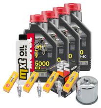 Paquete de inspección 4L 10W-40 + filtro de aceite + 4 bujías para Suzuki GSF Bandit SA GSX F FA 1250 ccm Año 2014 - 2017