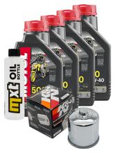 Paquete de inspección 4L 10W-40 + filtro de aceite + 4 bujías para Suzuki GSF Bandit SA GSX F FA 1250 ccm Año 2014 - 2017