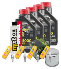 Inspectiepakket 4L 10W-40 + Oliefilter + 4x Bougie voor Suzuki GSF Bandit SA GSX F FA 1250 ccm Bj. 2014 - 2017