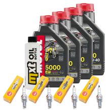 Paquete de inspección 4L 10W-40 + filtro de aceite + 4 bujías para Suzuki GSF Bandit SA GSX F FA 1250 ccm Año 2014 - 2017