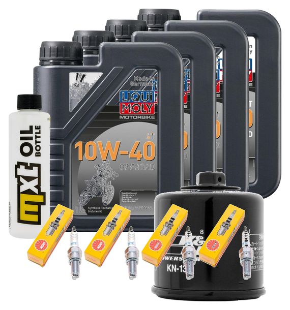 Inspektionspaket 4L 10W-40 + Ölfilter + 4x Zündkerze für Suzuki GSF Bandit SA GSX FA 1250 ccm Bj. 2015 - 2016
