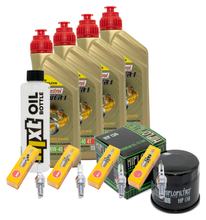 Paquete de inspección 4L 10W-40 + filtro de aceite + 4 bujías para Suzuki GSF Bandit SA GSX FA 1250 ccm Año 2015 - 2016