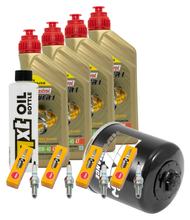 Kit d'inspection 4L 10W-40 + filtre à huile + 4x bougie pour Yamaha FZ1 Fazer N NA S SA 1000 ccm Année 2014 - 2015