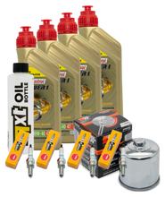 Kit d'inspection 4L 10W-40 + filtre à huile + 4x bougie pour Yamaha FZ1 Fazer N NA S SA 1000 ccm Année 2014 - 2015