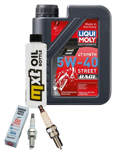 Inspektionspaket 1L 5W-40 + Ölfilter + 2x Zündkerze für Piaggio Liberty 3V 50 ccm
