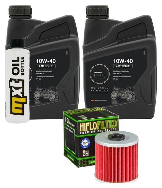 Inspektionspaket 2L 10W-40 + Ölfilter für Kawasaki BJ Estrella KEF Lakota Sport 250 / 300 ccm Bj. 1994 - 1999