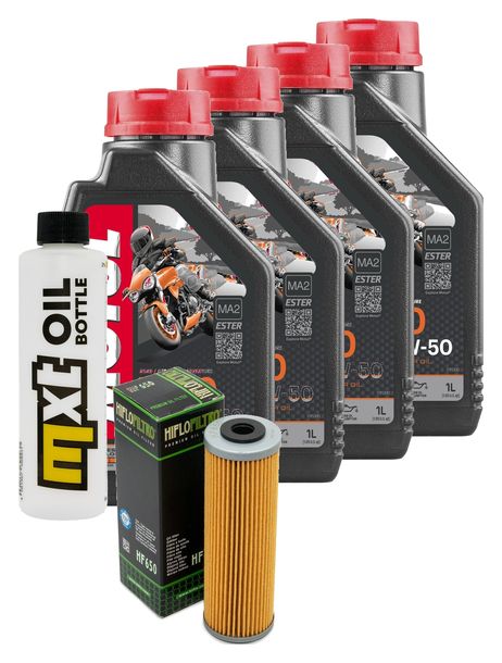 Inspektionspaket 4L 10W-50 + Ölfilter + 4x Zündkerze für KTM Super Duke R 1290 ccm Bj. 2017 - 2018