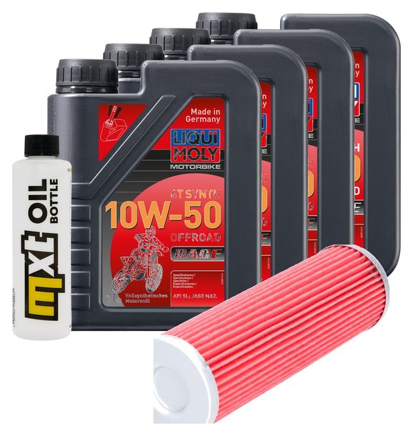 Inspektionspaket 4L 10W-50 + Ölfilter + 4x Zündkerze für KTM Super Duke R 1290 ccm Bj. 2017 - 2018