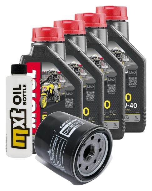 Inspektionspaket 4L 10W-40 + Ölfilter + 4x Zündkerze für Kawasaki Z 900 ccm Bj. 2017 - 2019