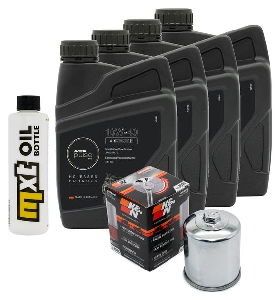 Inspektionspaket 4L 10W-40 + Ölfilter + 4x Zündkerze für Kawasaki Z 900 ccm Bj. 2017 - 2019