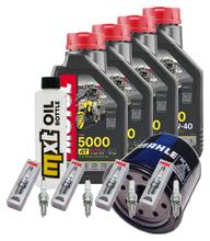 Kit d'inspection 4L 10W-40 + filtre à huile + 4x bougie pour Kawasaki Z 900 ccm Année 2017 - 2019