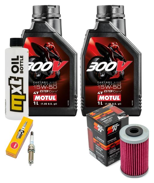 Inspektionspaket 2L 15W-50 + Ölfilter + 1x Zündkerze für KTM Duke 390 ccm Bj. 2016 - 2020