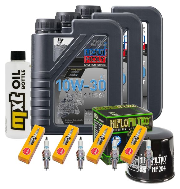 Kit d'inspection 3L 10W-30 + filtre à huile + 4x bougie pour Honda CBR F 600 ccm Année 2011 - 2012