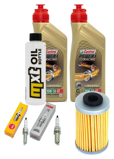 Inspektionspaket 2L 10W-50 + Ölfilter + 2x Zündkerze für Husqvarna Supermoto 701 ccm Bj. 2016