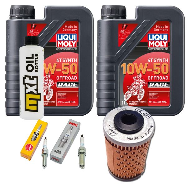 Inspektionspaket 2L 10W-50 + Ölfilter + 2x Zündkerze für Husqvarna Supermoto 701 ccm Bj. 2016