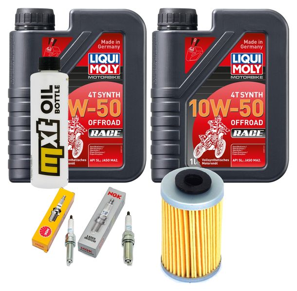 Inspektionspaket 2L 10W-50 + Ölfilter + 2x Zündkerze für Husqvarna Supermoto 701 ccm Bj. 2016