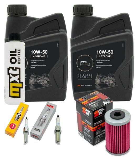 Inspektionspaket 2L 10W-50 + Ölfilter + 2x Zündkerze für Husqvarna Supermoto 701 ccm Bj. 2016