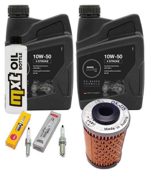 Inspektionspaket 2L 10W-50 + Ölfilter + 2x Zündkerze für Husqvarna Supermoto 701 ccm Bj. 2016