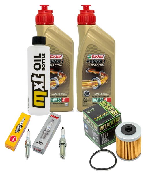 Inspektionspaket 2L 10W-50 + Ölfilter + 2x Zündkerze für Husqvarna Supermoto 701 ccm Bj. 2016